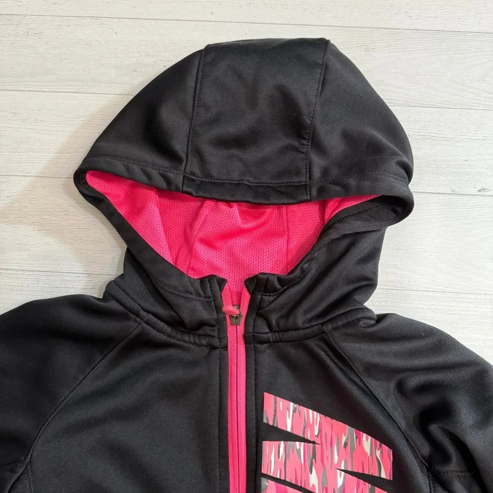 Nike girls black and pink zip up sweatshirt youth‎ medium